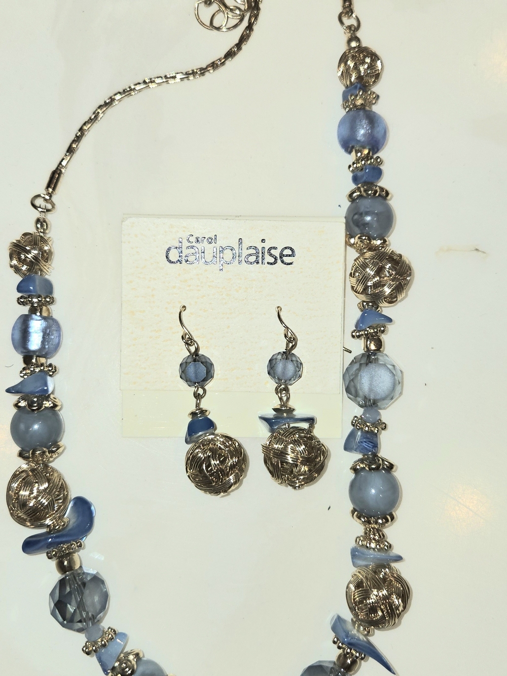 Carol Dauplaise Blue Beaded Necklace & Earrings Set